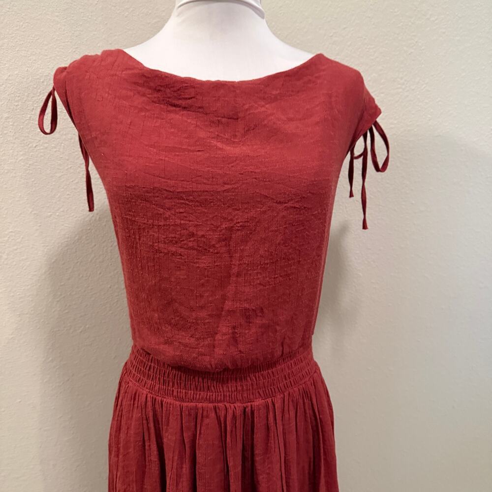 Mia Joy Joyfolie Boho Maxi Dress Large  Brick Red Lagenlook Flowy Cottagecore - Picture 4 of 10